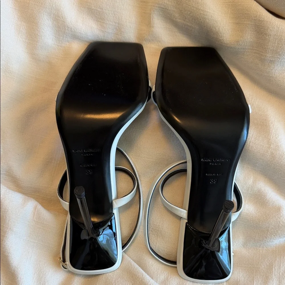 Saint Laurent Black and White Strappy Heels - Picture 3 of 4